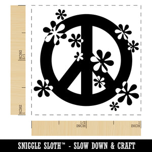 Contemporary Peace Sign With Flowers Self-Inking Rubber Stamp Ink Stamper