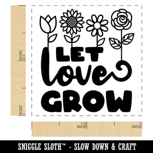 Let Love Grow Sweet Flowers Self-Inking Rubber Stamp Ink Stamper