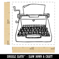 Retro Hand Drawn Vintage Typewriter With Blank Paper Self-Inking Rubber Stamp Ink Stamper
