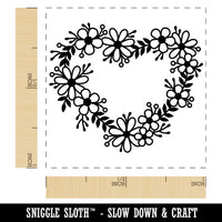 Flower Heart Wreath Self-Inking Rubber Stamp Ink Stamper