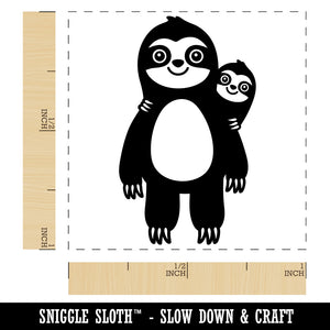 Sloth with Baby on Back Self-Inking Rubber Stamp Ink Stamper