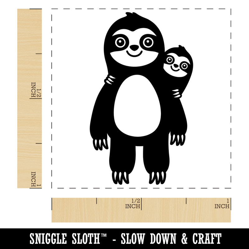 Sloth with Baby on Back Self-Inking Rubber Stamp Ink Stamper