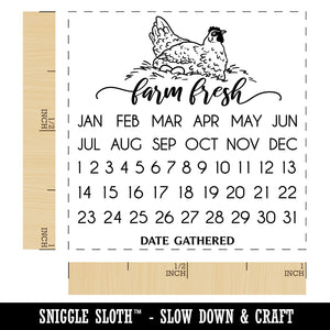 Farm Fresh Chicken Egg Carton Perpetual Calendar Date Gathered Self-Inking Rubber Stamp Ink Stamper