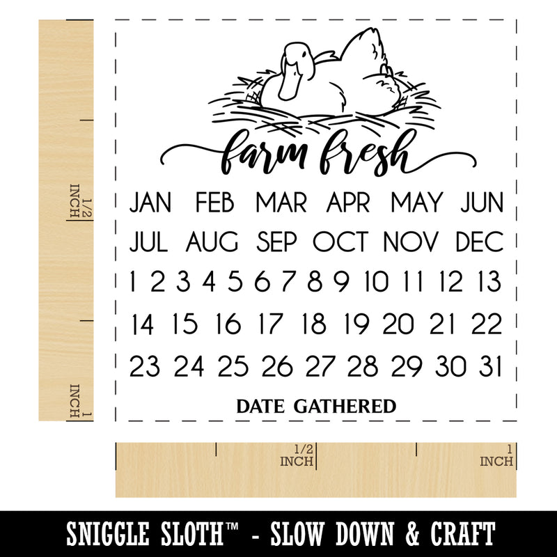 Farm Fresh Duck Egg Carton Perpetual Calendar Date Gathered Self-Inking Rubber Stamp Ink Stamper