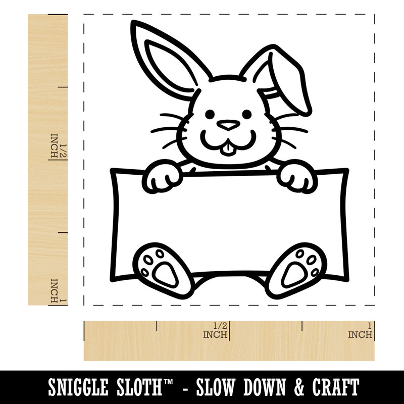 Easter Bunny Holding Blank Sign Self-Inking Rubber Stamp Ink Stamper