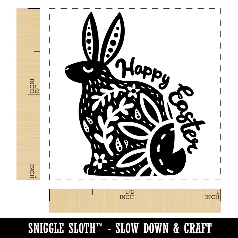 Happy Easter Floral Designer Bunny Self-Inking Rubber Stamp Ink Stamper