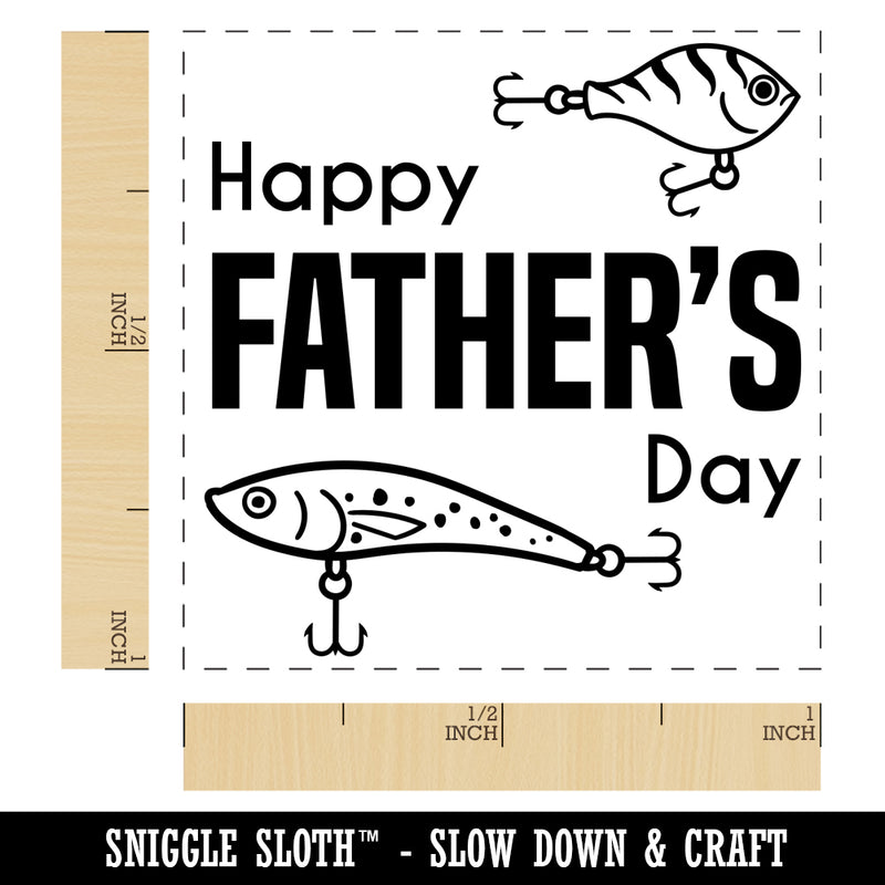 Happy Father's Day Fishing Lure Bait Self-Inking Rubber Stamp Ink Stamper