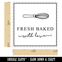 Elegant Fresh Baked with Love with Whisk Label Self-Inking Rubber Stamp Ink Stamper