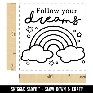 Follow Your Dreams Cute Rainbow Motivational Self-Inking Rubber Stamp Ink Stamper