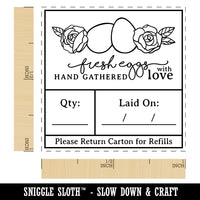 Fresh Eggs Hand Gathered with Love Elegant Egg Carton Label Self-Inking Rubber Stamp Ink Stamper