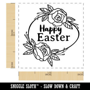 Happy Easter Egg with Elegant Roses Self-Inking Rubber Stamp Ink Stamper