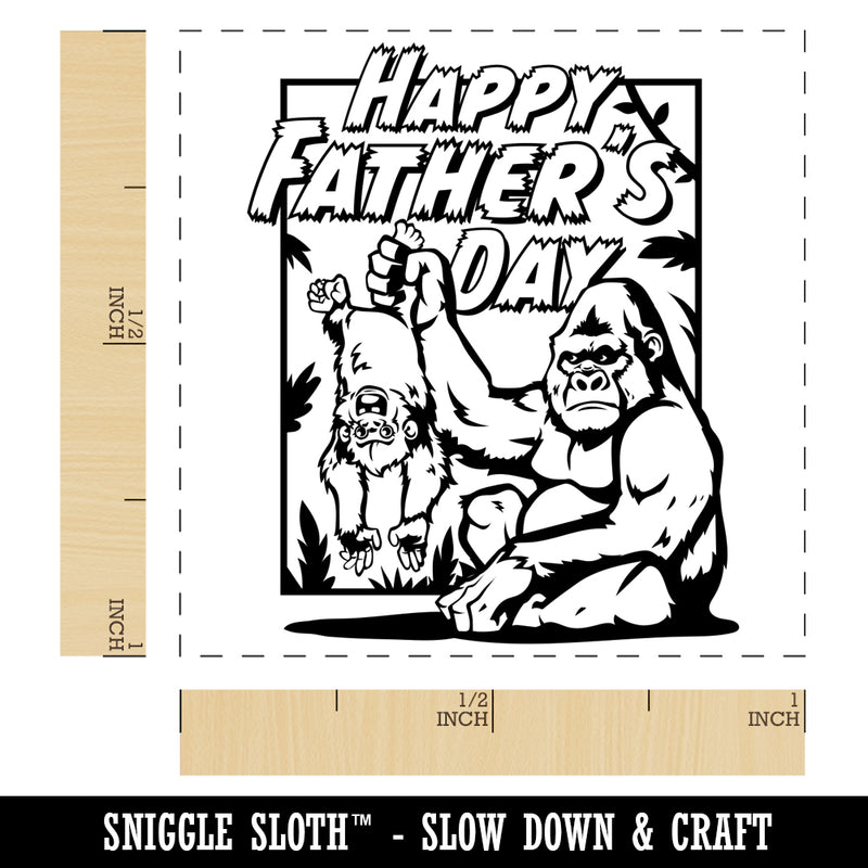 Happy Father's Day Silverback Gorilla Ape Dad Self-Inking Rubber Stamp Ink Stamper