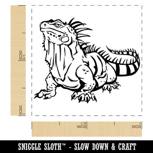 Lazy Lounging Lizard Iguana Self-Inking Rubber Stamp Ink Stamper