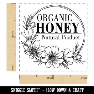 Organic Honey Natural Product with Cosmos Flowers Self-Inking Rubber Stamp Ink Stamper