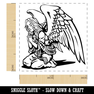 Praying Winged Angel Woman Self-Inking Rubber Stamp Ink Stamper