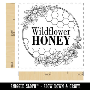 Wildflower Honey with Honeycombs and Daisy Flowers Self-Inking Rubber Stamp Ink Stamper