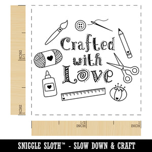 Crafted with Love Crafting Sewing Self-Inking Rubber Stamp Ink Stamper