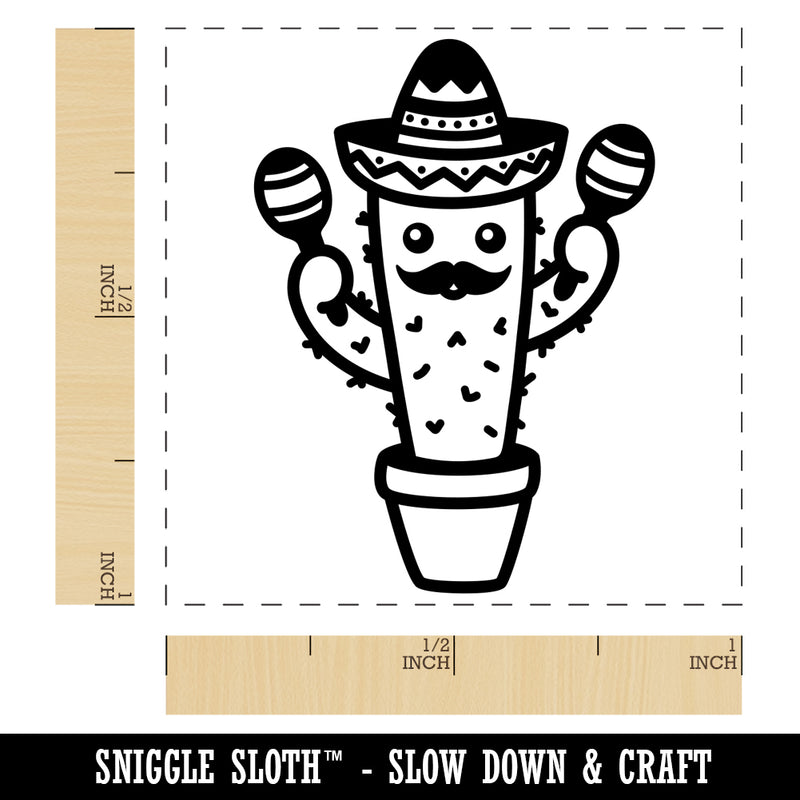 Fiesta Cactus in Sombrero Cinco de Mayo Self-Inking Rubber Stamp Ink Stamper