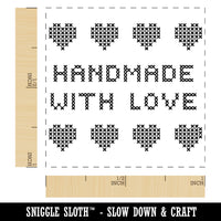 Handmade with Love Cross Stitch Self-Inking Rubber Stamp Ink Stamper