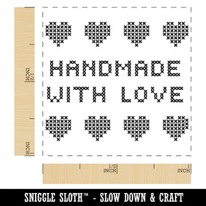 Handmade with Love Cross Stitch Self-Inking Rubber Stamp Ink Stamper