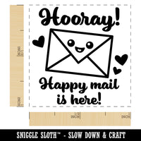 Hooray Happy Mail is Here Self-Inking Rubber Stamp Ink Stamper