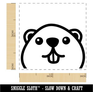 Peeking Beaver Self-Inking Rubber Stamp Ink Stamper