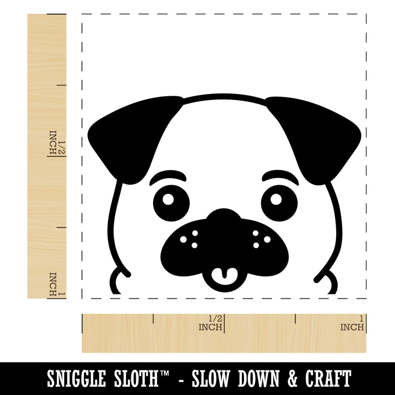 Peeking Pug Dog Self-Inking Rubber Stamp Ink Stamper