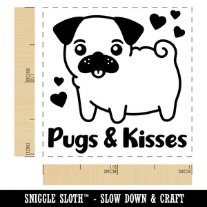 Pugs and Kisses Hugs Adorable Dog Hearts Self-Inking Rubber Stamp Ink Stamper