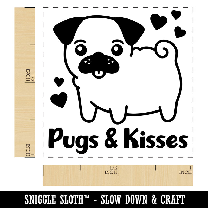 Pugs and Kisses Hugs Adorable Dog Hearts Self-Inking Rubber Stamp Ink Stamper