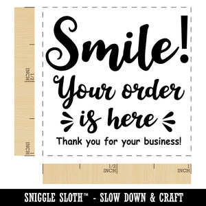 Smile Your Order is Here Cute for Businesses Self-Inking Rubber Stamp Ink Stamper