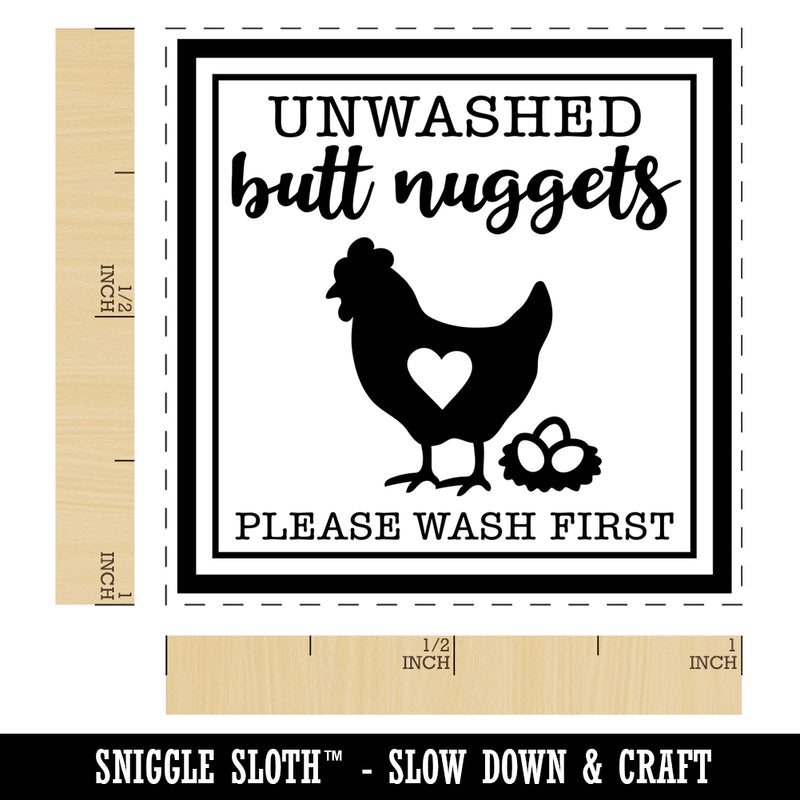 Unwashed Butt Nuggets Eggs Please Wash Self-Inking Rubber Stamp Ink Stamper