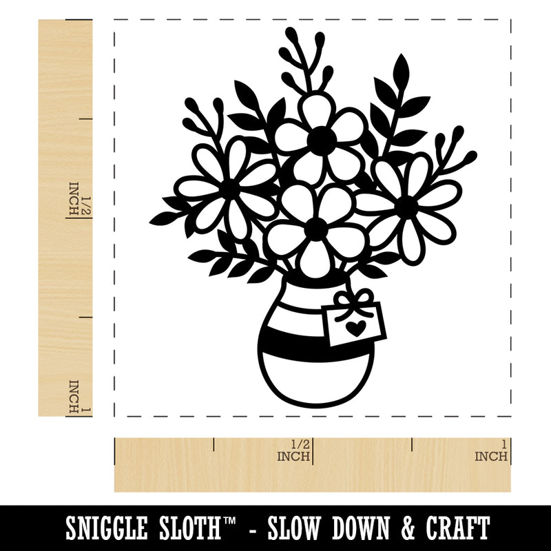 Vase with Bouquet of Flowers Self-Inking Rubber Stamp Ink Stamper