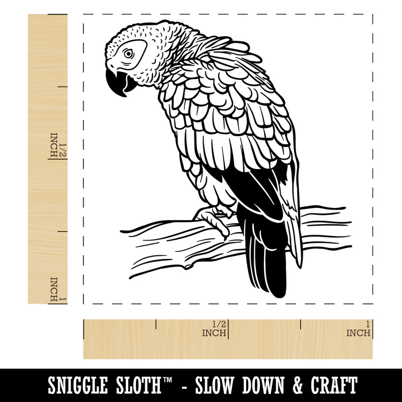 African Grey Parrot on a Branch Self-Inking Rubber Stamp Ink Stamper