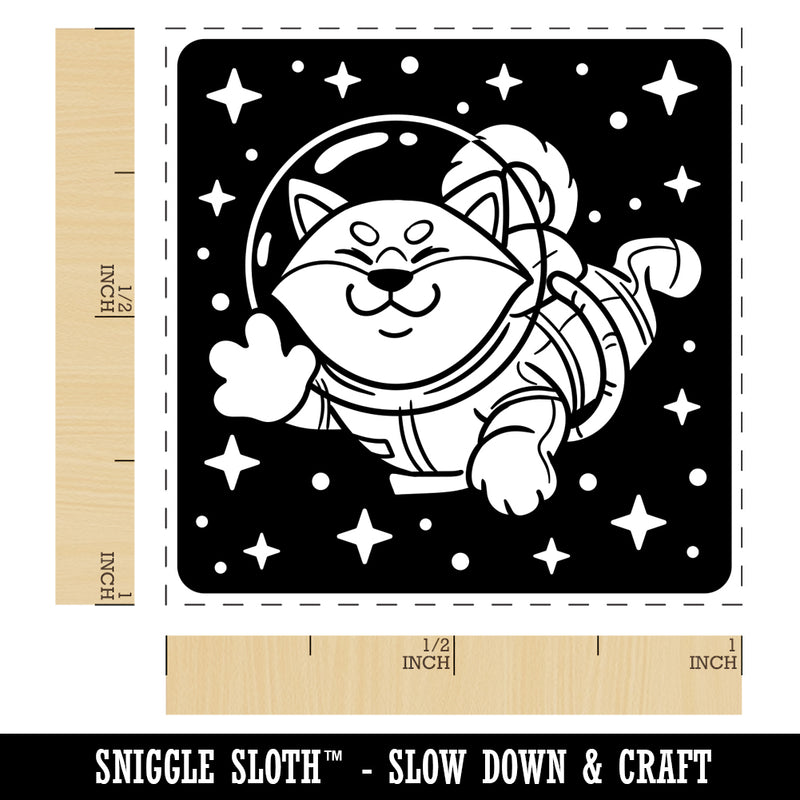 Akita Dog Astronaut Floating in Space Self-Inking Rubber Stamp Ink Stamper