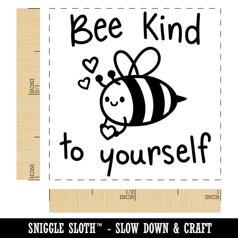 Bee Be Kind to Yourself Cute Motivational Quote Pun Self-Inking Rubber Stamp Ink Stamper