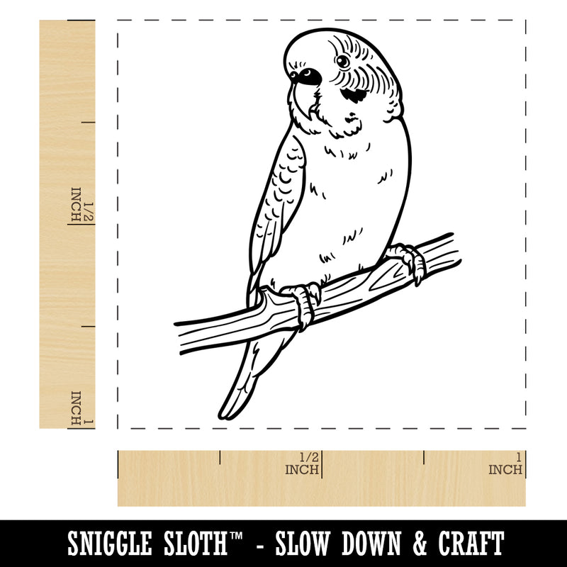 Curious Parakeet Budgie on a Branch Self-Inking Rubber Stamp Ink Stamper