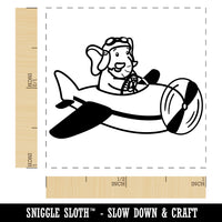 Elephant Flying an Airplane Plane Self-Inking Rubber Stamp Ink Stamper