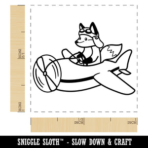 Fox Flying an Airplane Plane Self-Inking Rubber Stamp Ink Stamper