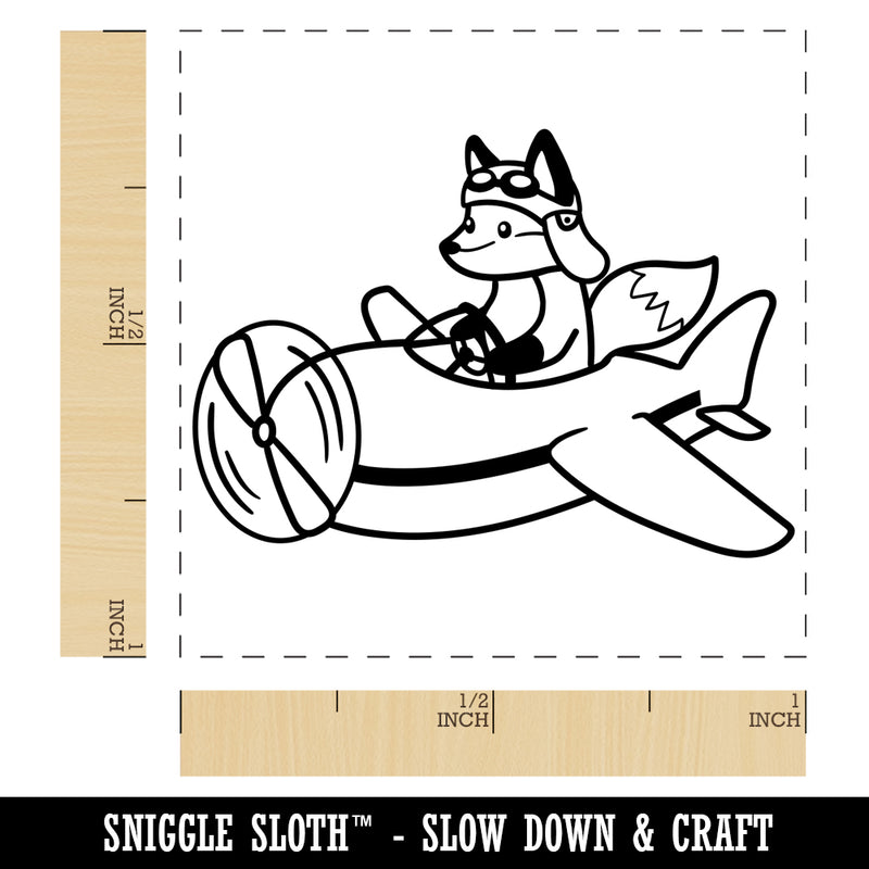 Fox Flying an Airplane Plane Self-Inking Rubber Stamp Ink Stamper