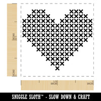 Cross Stitched Heart Self-Inking Rubber Stamp Ink Stamper