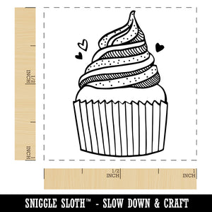 Deliciously Sweet Hand Drawn Cupcake With Sprinkles Self-Inking Rubber Stamp Ink Stamper