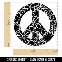 Detailed Floral Peace Sign Self-Inking Rubber Stamp Ink Stamper