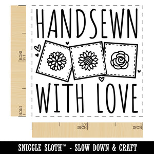Handsewn with Love Flower Quilt Blocks Sewing Crafts Self-Inking Rubber Stamp Ink Stamper