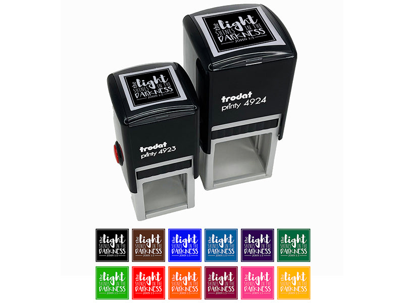 Inspirational The Light Shines in the Darkness Bible Verse Self-Inking Rubber Stamp Ink Stamper
