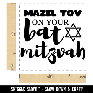 Mazel Tov Congratulations on Your Bat Mitzvah For Jewish Girl Self-Inking Rubber Stamp Ink Stamper