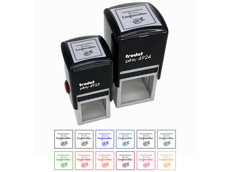 Sweet Rose Congratulations on Your Confirmation Christian Catholic Self-Inking Rubber Stamp Ink Stamper