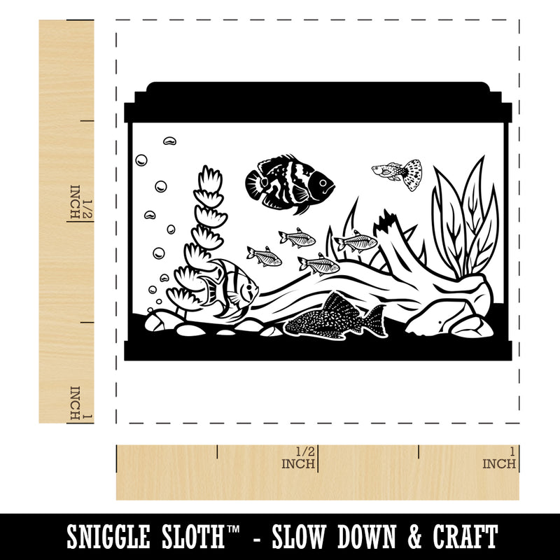 Aquarium Tank Filled with Various Fish Self-Inking Rubber Stamp Ink Stamper