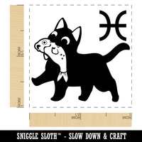 Astrological Cat Pisces Horoscope Zodiac Sign Self-Inking Rubber Stamp Ink Stamper