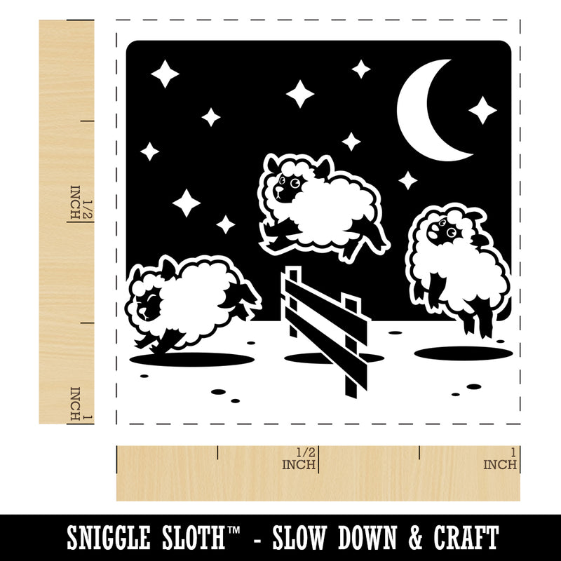 Counting Jumping Sleeping Sheep with Moon and Stars at Night Self-Inking Rubber Stamp Ink Stamper