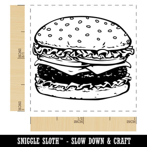 Delicious Hamburger Cheeseburger American Fast Food Self-Inking Rubber Stamp Ink Stamper